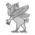 Cartoon drawing: winged dragon lion, a character in Assyrian mythology. Thiamat.