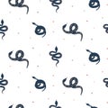 Cartoon drawn blue snakes vector seamless pattern. Royalty Free Stock Photo