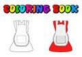 Cartoon dress with pinafore coloring book, outline isolated Royalty Free Stock Photo