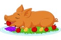 Cartoon drilled suckling pig on a plate Royalty Free Stock Photo