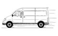 Cartoon of Driver of Generic Delivery Van Showing Thumbs Up