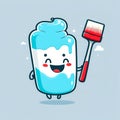 Happy cartoon drop of toothpaste, generative AI.