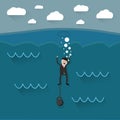 Cartoon drowning businessman