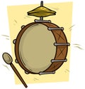 Cartoon drum and big drumstick vector icon
