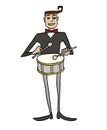 Cartoon drummer. Musician playing a drum.