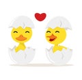 Cartoon Duck couple in love in egg