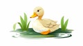 Colorful Cartoon Duck Clip Art With Naturecore Style