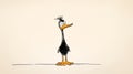 Minimalist Cartoon Duck Standing On Gray Background