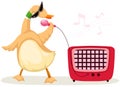 Cartoon duck singer Royalty Free Stock Photo