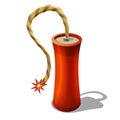 Cartoon dynamite explode with burning wick for games. Royalty Free Stock Photo