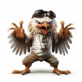 Realistic Action-packed Cartoons: Sunglasses Character And Eagle Character