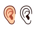 Cartoon ear color and line icon Royalty Free Stock Photo