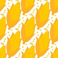 Cartoon ear of corn seamless pattern. Vector ilustration isolated on white background.