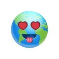 Cartoon Earth Face Lovely Heart Shaped Eyes Icon Funny Planet Emotion Royalty Free Stock Photo