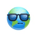 Cartoon Earth Face Sad Emotion Icon Funny Planet In Sun Glasses Expression Isolated Royalty Free Stock Photo