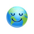 Cartoon Earth Face Smile With Closed Eyes Icon Funny Planet Emotion Royalty Free Stock Photo