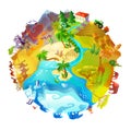 Cartoon Earth Planet Nature Concept