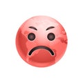 Cartoon Earth Red Face Angry Emotion Icon Funny Planet Expression Isolated