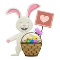 Cartoon Easter Bunny with Basket Illustration Royalty Free Stock Photo