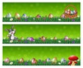 Cartoon Easter bunny carrying a basket full of eggs Royalty Free Stock Photo