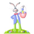 Cartoon Easter Bunny And Egg Basket Royalty Free Stock Photo