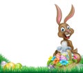 Cartoon Easter Bunny Egg Basket Royalty Free Stock Photo