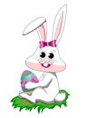 Cartoon Easter Bunny Rabbit Holding Egg Royalty Free Stock Photo