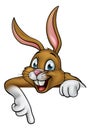 Cartoon Easter Bunny or Rabbit Pointing Royalty Free Stock Photo