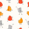 Cartoon Easter chicks seamless pattern. Cute little chickens vector illustration Royalty Free Stock Photo