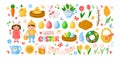 Cartoon easter day set Royalty Free Stock Photo