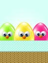 Cartoon easter eggs in basket Royalty Free Stock Photo