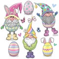 Cartoon Easter Gnomes isolated on a white background