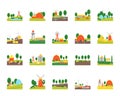 Cartoon Eco Farm Color Icons Set. Vector Royalty Free Stock Photo