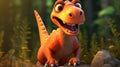 Cartoon Edmontosaurus: A Grinning Dinosaur In Disney Pixar Style