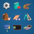 Cartoon Education Icon Set