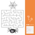 Cartoon of Education Maze or Labyrinth Activity Game for Children with Spider