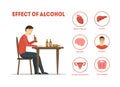 Cartoon Effect of Alcohol Infographics Card Poster. Vector