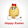 Cartoon egg girl and little eggs Royalty Free Stock Photo