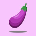 Cartoon eggplant emoji icon, aubergine symbol
