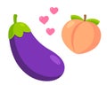 Eggplant and peach emoji Royalty Free Stock Photo