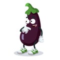 Cartoon eggplant showing himself