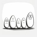 Cartoon Eggs: A Unique And Emotional Sketch Illustration