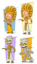 Cartoon egyptian young pharaoh and mummy character vector set Royalty Free Stock Photo