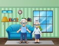 Elderly couple in the living room