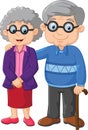 Cartoon elderly couple on white background