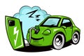 Cartoon electric car battery charging