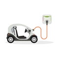 Cartoon Electric Car on a White. Vector