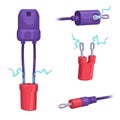 Cartoon Electrical Connectors and Components Royalty Free Stock Photo