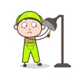 Cartoon Electrician Repairing Lamp Vector Concept