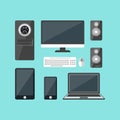 Cartoon Electronic Devices Set. Vector